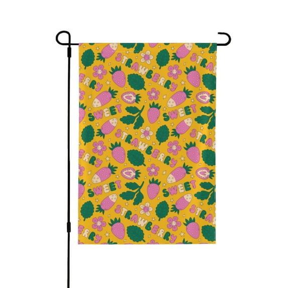 Wukai Strawberry Garden Flags Double Sided Welcome Garden Yard House Flags Outside Outdoor House (Only Flag)