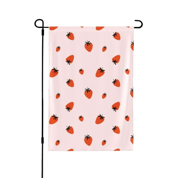 Wukai Strawberry Garden Flags Double Sided Welcome Garden Yard House Flags Outside Outdoor House (Only Flag)