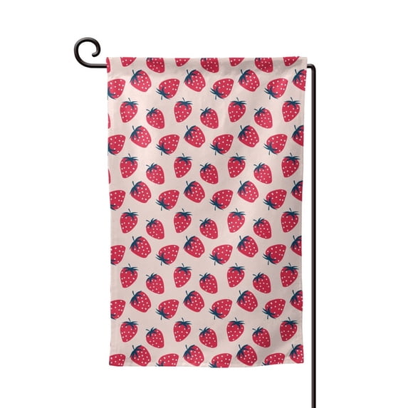 Wukai Strawberry Print Garden Flag 12.5x18 Inch Double Sided Sun-resistant Rain-resistant, Wrinkle-resistant Colorfast(Only Flag)