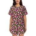 thumbnail image 1 of Wukai Strawberry Print Women's Pajama Set - Short-Sleeve Top and Shorts with Elastic Waistband and Pockets for Loungewear, Yoga, and Casual Wear-3X-Large, 1 of 6