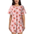 thumbnail image 1 of Wukai Strawberry Women's Pajama Set,Short-Sleeve Top and Shorts with Elastic Waistband and Pockets for Loungewear, Yoga, and Casual Wear-3X-Large, 1 of 8