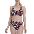 thumbnail image 1 of Vsdgher Womens High Waisted Bikini Sets Two Piece Swimsuit Rose Flowers Print Tummy Control Bathing Suit-Medium, 1 of 8