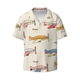 thumbnail image 1 of Wukai Striped Vintage Planes Men's Casual Short-Sleeve Button Down Shirt - Lightweight Summer Dress Shirt for Daily Wear-X-Large, 1 of 7