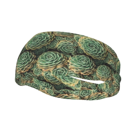 Wukai Succulents Sports sweatband,Men & Women Sweatband Headband for Running, Cross Training, Racquetball, Working Out