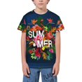 thumbnail image 1 of Wukai Summer Birds and Flowers Youth Unisex Short Sleeve T-Shirt for Boys, Girls, Teens, and Kids-Small, 1 of 7