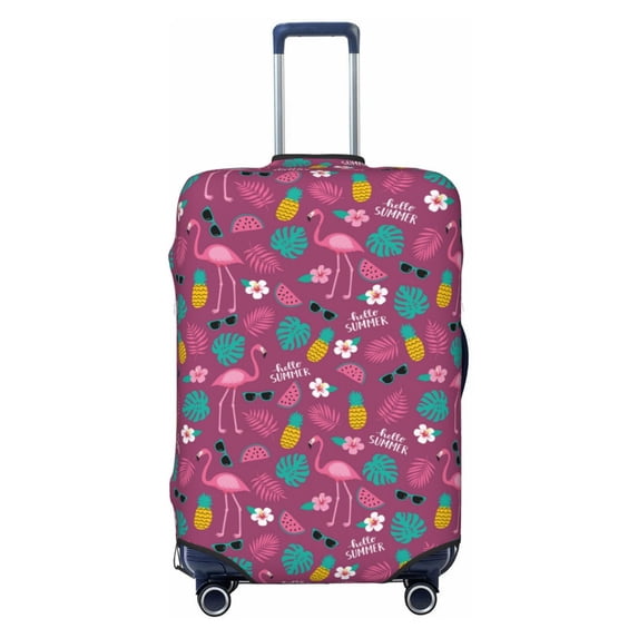 Wukai Summer Flamingo Elastic Luggage Cover: Personalized Protection for Your Suitcase - Fits 19~29-inch, Washable & Durable Travel Companion-Large