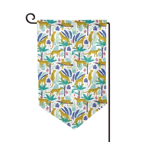 Wukai Summer Leopard Print Garden Flag 12.5x18 Inch Double Sided Sun-resistant Rain-resistant, Wrinkle-resistant Colorfast(Only Flag)