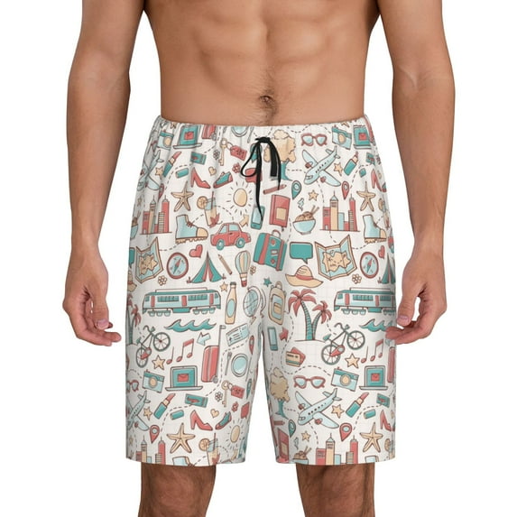 Wukai Summer Life Men’s Short Pajama Pants With Pockets Soft Sleep Pj Shorts for Men-XX-Large