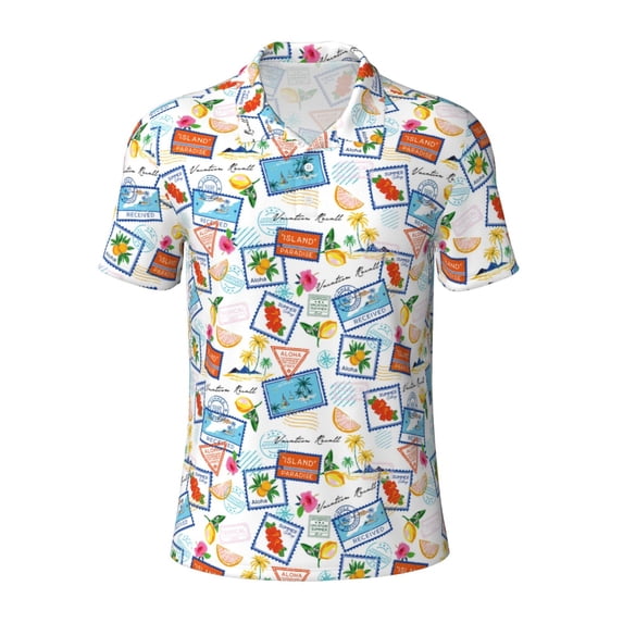 Wukai Summer Stamp Men’s Polo Shirts,Quick-Dry Athletic Shirt,Classic Fit Shirts-