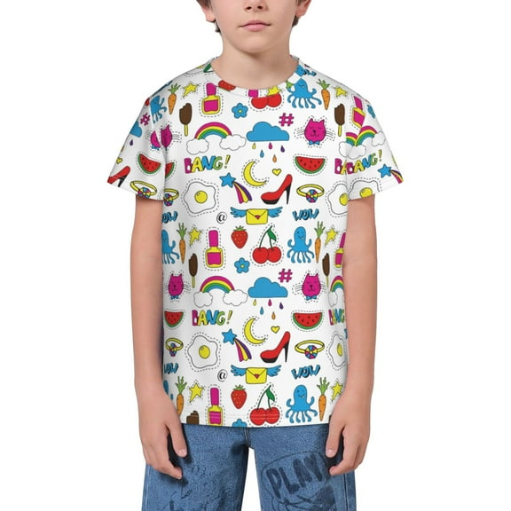 Wukai Summer Youth Unisex Short Sleeve T-Shirt for Boys, Girls, Teens, and Kids-Large