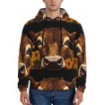thumbnail image 1 of Wukai Sunflower Butterfly Cow Print Men Hoodies Fleece Sweatshirts Long Sleeve Sweaters Pullover Fall Outfits Winter Clothes-Large, 1 of 7