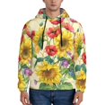 thumbnail image 1 of Wukai Sunflower Cornflower Poppy Print Men Hoodies Fleece Sweatshirts Long Sleeve Sweaters Pullover Fall Outfits Winter Clothes-Large, 1 of 7