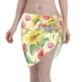 thumbnail image 1 of Wukai Sunflower Cornflower Poppy Women’s Short Sarongs Beach Wrap Bikini Bottom Short Skirt Chiffon Scarf for Swimwear, 1 of 4