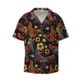 thumbnail image 1 of Wukai Sunflower Rooster Men's Casual Short-Sleeve Button Down Shirt - Lightweight Summer Dress Shirt for Daily Wear-Small, 1 of 1