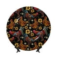 thumbnail image 1 of Wukai Sunflower Rooster Print Decorative Plate for Display,Bone China Decorative Plate, Ceramic Dinner Plate with Stand, Vertical Ceramic Plate-6in, 1 of 6