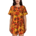 thumbnail image 1 of Wukai Sunflower4 Print Women's Pajama Set - Short-Sleeve Top and Shorts with Elastic Waistband and Pockets for Loungewear, Yoga, and Casual Wear-4X-Large, 1 of 8
