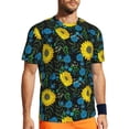 thumbnail image 1 of Wukai Sunflowers And Blue Flower Print Men's Short-Sleeved Mesh T-Shirt,Quick-Dry Short Sleeve Workout T-Shirt-XX-Large, 1 of 8