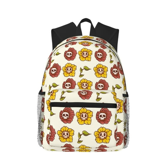 Wukai Sunflowers And Skull Versatile Backpack:Spacious,Organized,Comfortable,Ideal for Travel and Everyday Use with Multiple Pockets and Padded Straps