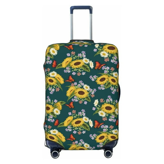 Wukai Sunflowers Elastic Luggage Cover: Personalized Protection for Your Suitcase - Fits 19~29-inch, Washable & Durable Travel Companion-X-Large