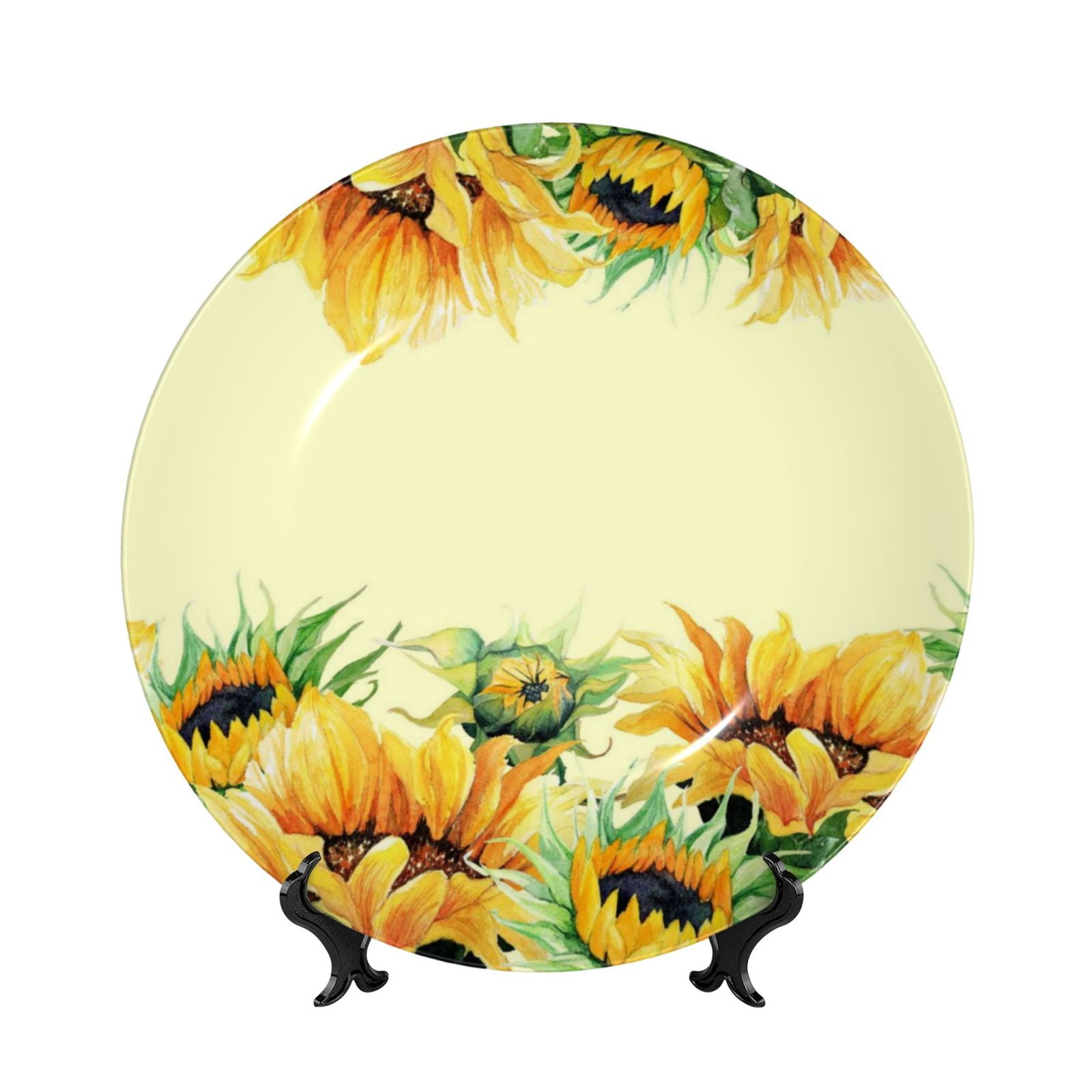 Wukai Sunflowers On A Yellow Background Print Decorative Plate for