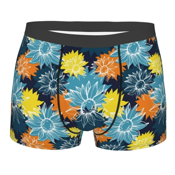 Wukai Sunflowers Print Men’s Underwear Breathable Boxer Briefs, Moisture Wicking & Breathable-Large