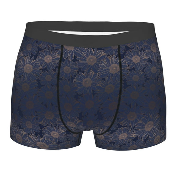Wukai Sunflowers Print Men’s Underwear Breathable Boxer Briefs, Moisture Wicking & Breathable-Small