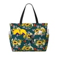 thumbnail image 1 of Wukai Sunflowers Print Zipper Bag,large Beach Tote Bag,Waterproof Sandproof Bag,Grocery and Picnic Tote Travel Bag, 1 of 5