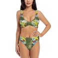 thumbnail image 1 of Wukai Surfing Dinosaur Women's Bikini Set Two Piece,wimsuit High Waisted V Neck Twist Front Adjustable Spaghetti Straps Bathing Suit-, 1 of 7
