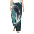 thumbnail image 1 of Wukai Surfing Shark Women Pajama Pants Comfy Stretch Drawstring Palazzo Wide Leg Lounge Pant Comfy Sleepwear Yoga Pants-XX-Large, 1 of 6