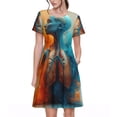 thumbnail image 1 of Wukai Surreal Body Art Print Women’s Short Sleeve Dress, Comfortable Casual Dress, Soft Polyester Spandex Blend, Stylish Everyday Wear for Summer, 1 of 6