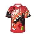 thumbnail image 1 of Wukai Sushi Men's Hawaiian Shirt Short Sleeve Casual Button Down Summer Beach Aloha Shirt Tropical Print Holiday Party, 1 of 8