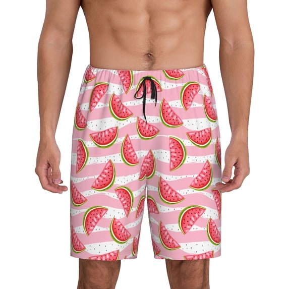 Wukai Sweet Watermelon Men’s Short Pajama Pants With Pockets Soft Sleep Pj Shorts for Men-X-Large