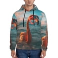 thumbnail image 1 of Wukai Swimming Goggled Flamingo Print Men Hoodies Fleece Sweatshirts Long Sleeve Sweaters Pullover Fall Outfits Winter Clothes-Large, 1 of 7