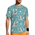 thumbnail image 1 of Wukai Teal Mama Llama Print Men's Short-Sleeved Mesh T-Shirt,Quick-Dry Short Sleeve Workout T-Shirt-Large, 1 of 8