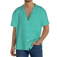 thumbnail image 1 of Wukai Teal Turquoise Men's Casual Short-Sleeve Button Down Shirt,Cuban Shirts for Men,Mens Short Sleeve Dress Shirts-X-Large, 1 of 5