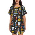 thumbnail image 1 of Wukai Teeth Women's Pajama Set,Short-Sleeve Top and Shorts with Elastic Waistband and Pockets for Loungewear, Yoga, and Casual Wear-Large, 1 of 8
