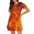 thumbnail image 1 of Wukai Tennis Ball In Fire Print Women's Loose Short Sleeve Nightgown, Soft Sleep Dress for Comfortable Relaxation, Casual Lounge Wear, 1 of 6