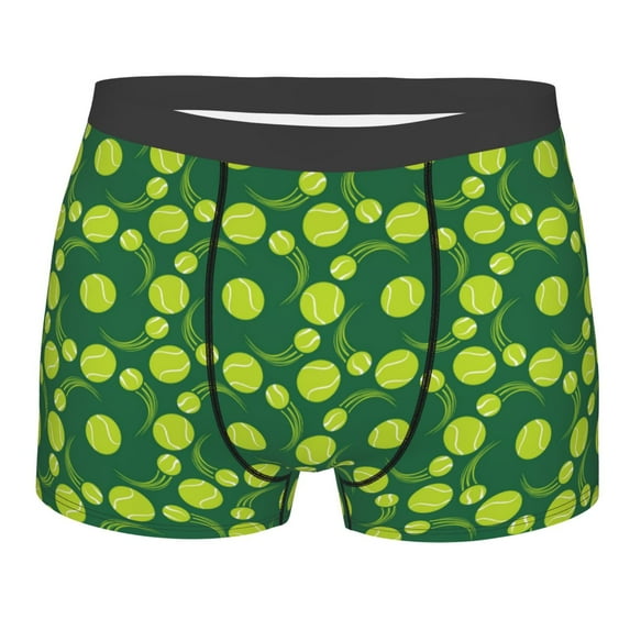 Wukai Tennis Balls Print Men’s Underwear Breathable Boxer Briefs, Moisture Wicking & Breathable-Medium
