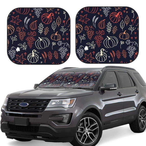 Wukai Thanksgiving Seamless Pattern Print Windshield Sun Shade, Car Front Window Shades Sunshade Cover Sun Visor Shield Block Automotive Interior Protector Blocks UV Rays-Medium