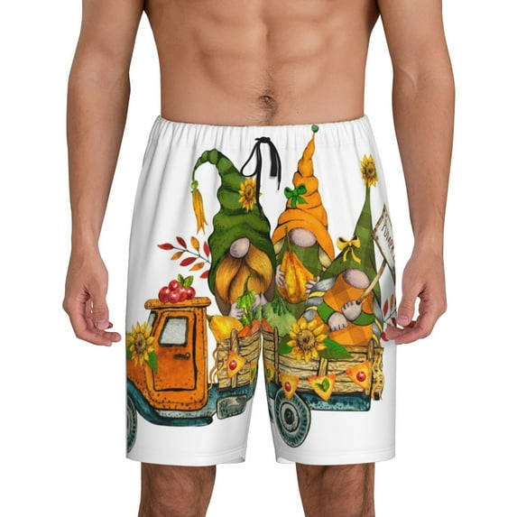 Wukai Thanksgiving Truck Men’s Short Pajama Pants With Pockets Soft Sleep Pj Shorts for Men-