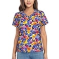 thumbnail image 1 of Wukai The Garden Tricolor Pansy Flower Classic V-Neck T-Shirt for Women: Comfortable, Stylish, and Versatile Wardrobe Essential-Small, 1 of 7