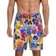 thumbnail image 1 of Wukai The Garden Tricolor Pansy Flower Men’s Short Pajama Pants With Pockets Soft Sleep Pj Shorts for Men-Large, 1 of 6
