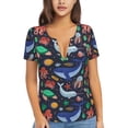 thumbnail image 1 of Wukai The Underwater World Casual V-Neck Graphic Tees for Women: Lightweight and Breathable Summer Tops with Stylish Design-XX-Large, 1 of 8