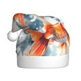 thumbnail image 1 of Wukai Three Goldfish Watercolor Splash Red Velvet Santa Claus Hat,Christmas Hat For Boys Girls Child Infant,Knitted Beanie Hat Colorful Flashing Holiday Xmas Christmas Party Supplies, 1 of 6