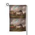 thumbnail image 1 of Wukai Three Horses Oil Painting Print Garden Flag 12.5x18 Inch Double Sided Sun-resistant Rain-resistant, Wrinkle-resistant Colorfast(Only Flag), 1 of 7