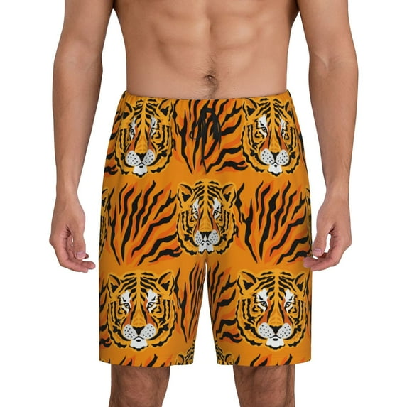 Wukai Tiger Men’s Short Pajama Pants With Pockets Soft Sleep Pj Shorts for Men-Medium