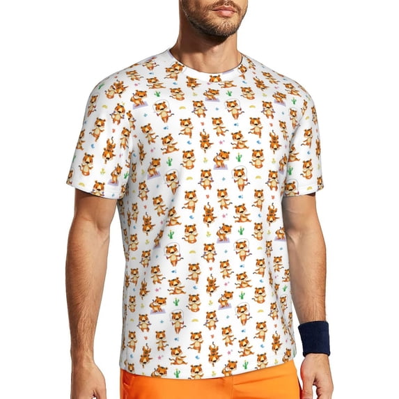 Wukai Tigers go in for Sports Print Men's Short-Sleeved Mesh T-Shirt,Quick-Dry Short Sleeve Workout T-Shirt-XX-Large