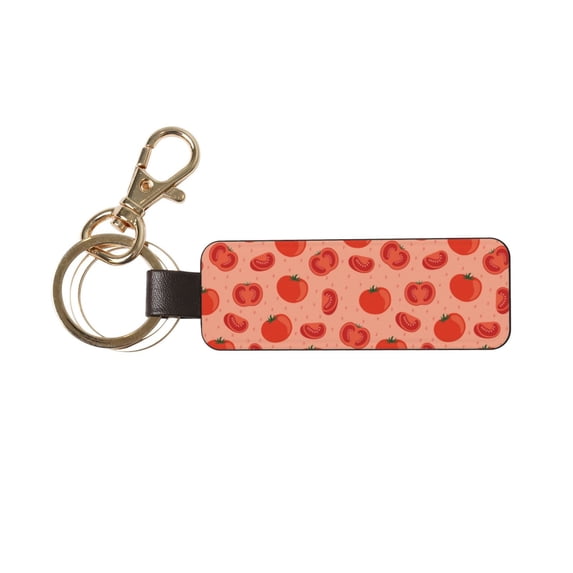 Wukai Tomato Print Leather Car Keychain, Universal Key Fob Keychain, Leather Key Chain Holder for Men and Women,360 Degree Rotatable