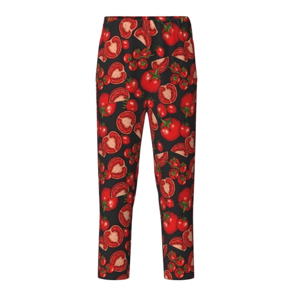 Wukai Tomato Print Teenagers' Pajama Pant Sleep Pajama Lounge Pant PJ Bottoms with Pockets and Button Fly(Available in Big & Tall)-Medium