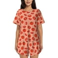 thumbnail image 1 of Wukai Tomato Women's Pajama Set,Short-Sleeve Top and Shorts with Elastic Waistband and Pockets for Loungewear, Yoga, and Casual Wear-Medium, 1 of 8